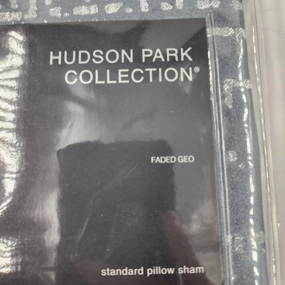 Hudson Park Collection Rayon-Blend Faded Geometric Sham Standard Slate